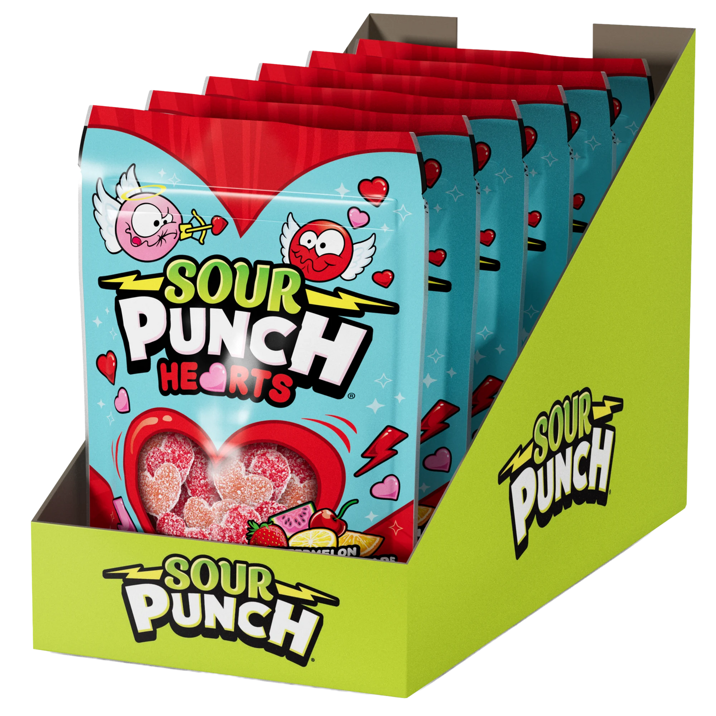 6 pack of Sour Punch Hearts Valentine's Day Candy 9oz Bags