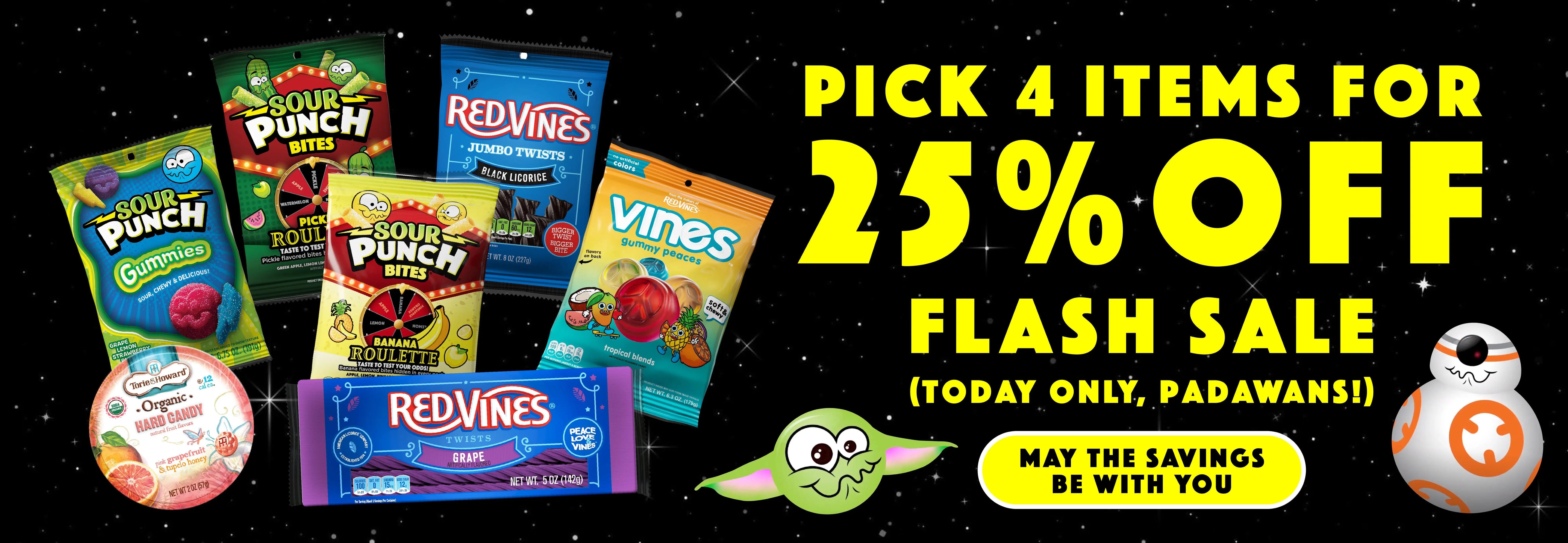 Pick 4 Items to Receive 25% OFF! Flash sale today only, Padawans! May the Savings Be with You >>