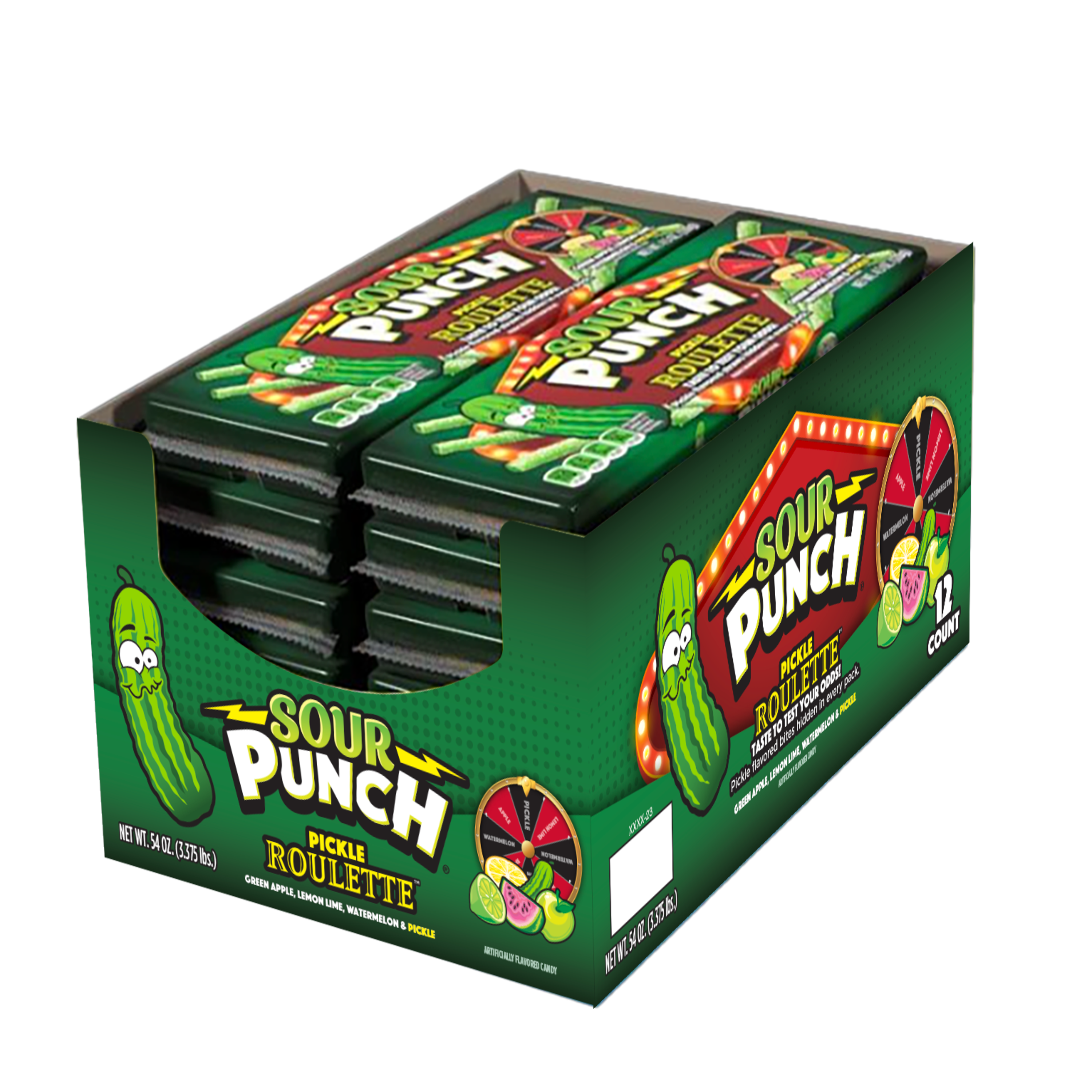 Sour Punch Pickle Roulette Straws, 4.5oz Tray