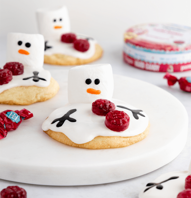 Melted Snowman Cookies with Torie & Howard Hard Candy buttons
