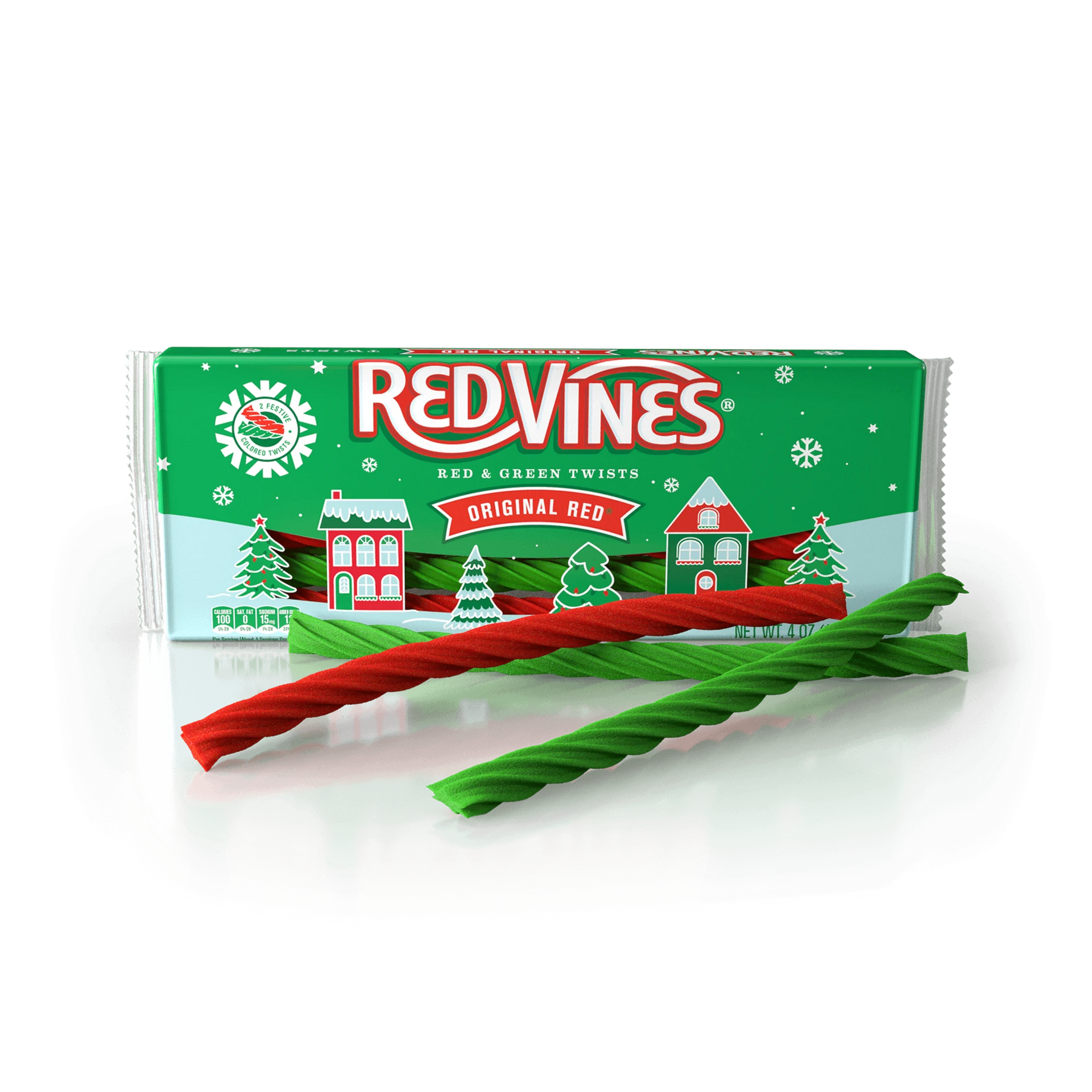 Red Vines Original Red and Green Christmas Twists, 4oz Tray Red Vines Original Red and Green Christmas Twists, 4oz Tray