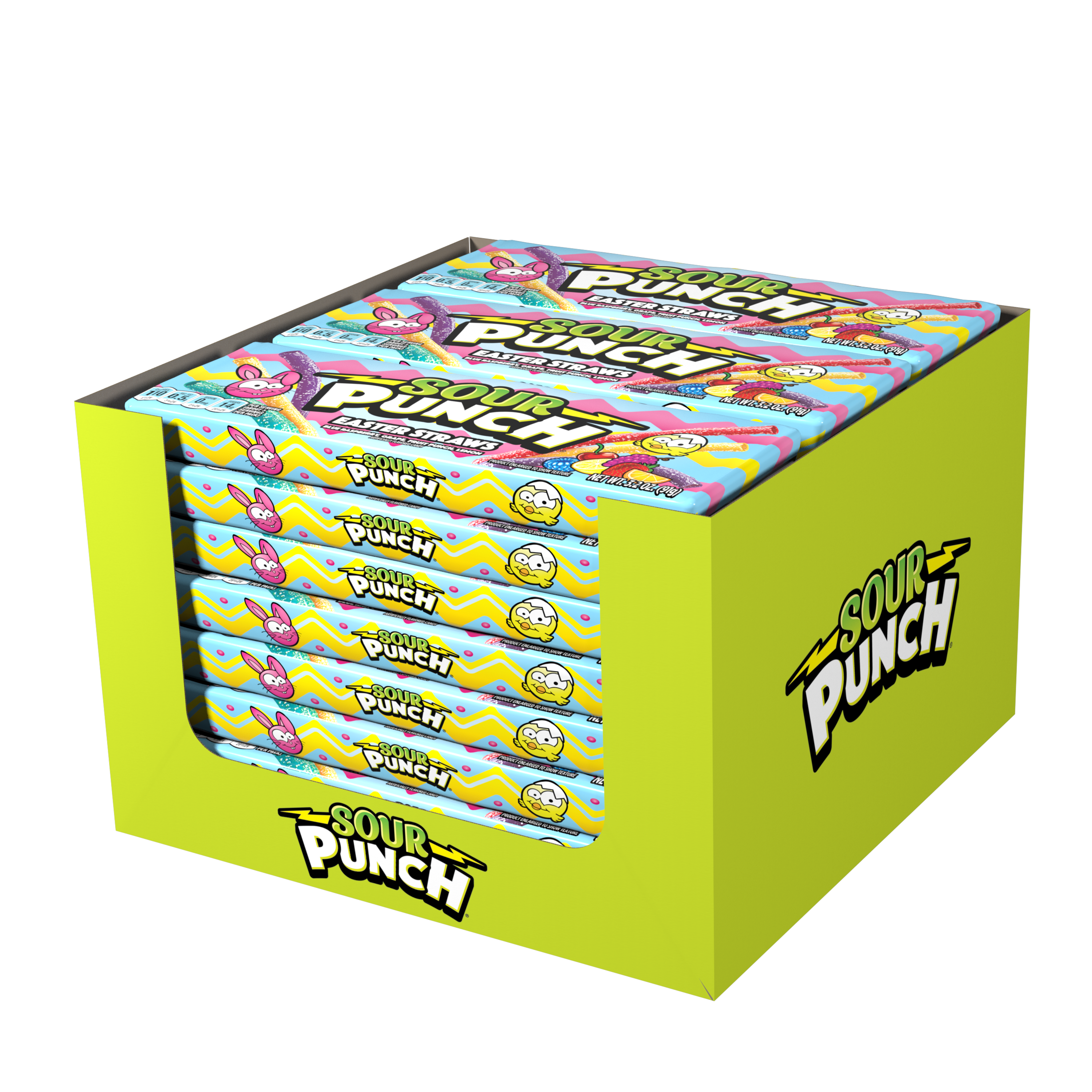 SOUR PUNCH Easter Candy Straws 24-pack of 3.2oz trays