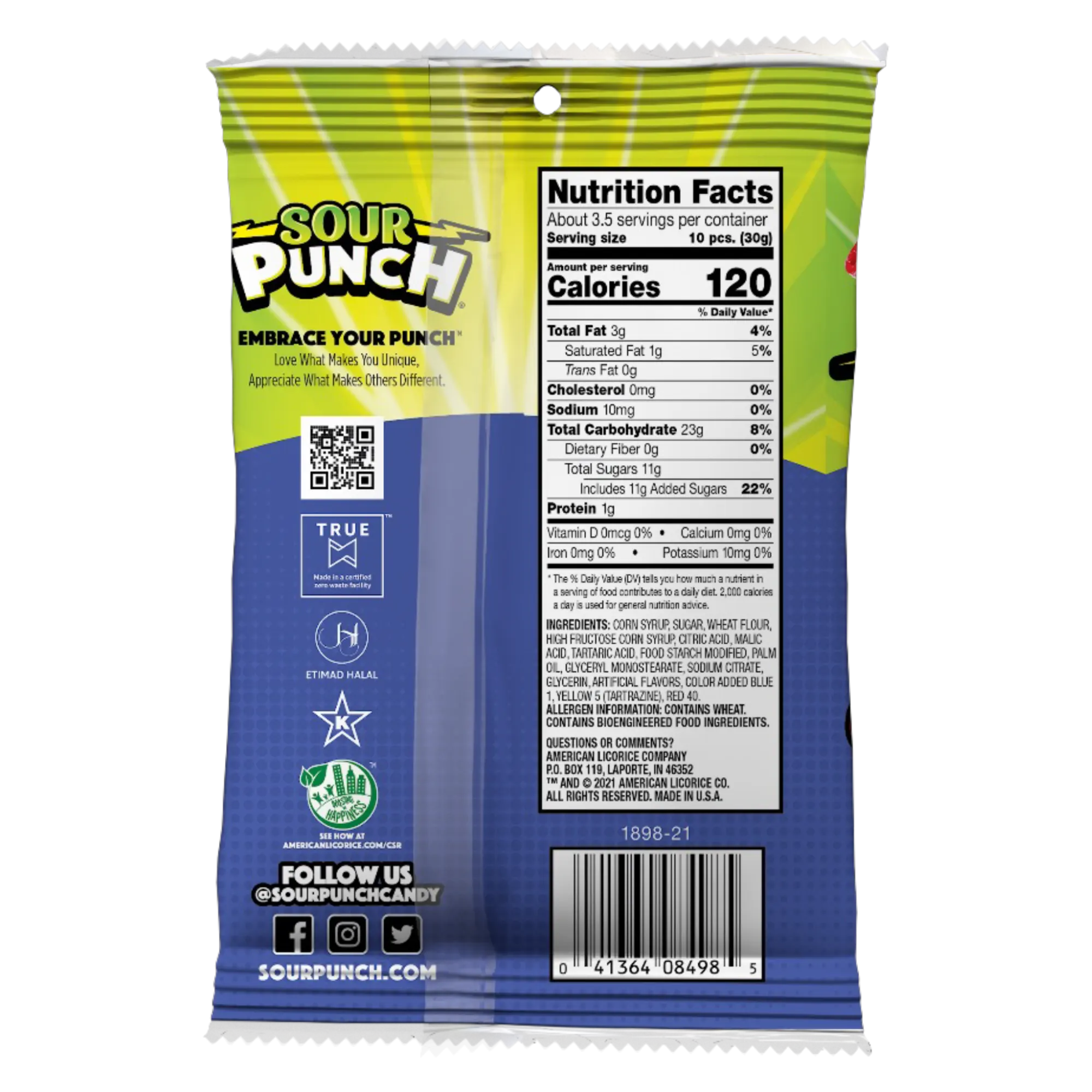Sour Punch Bites Assorted Flavors 3.7oz Bag