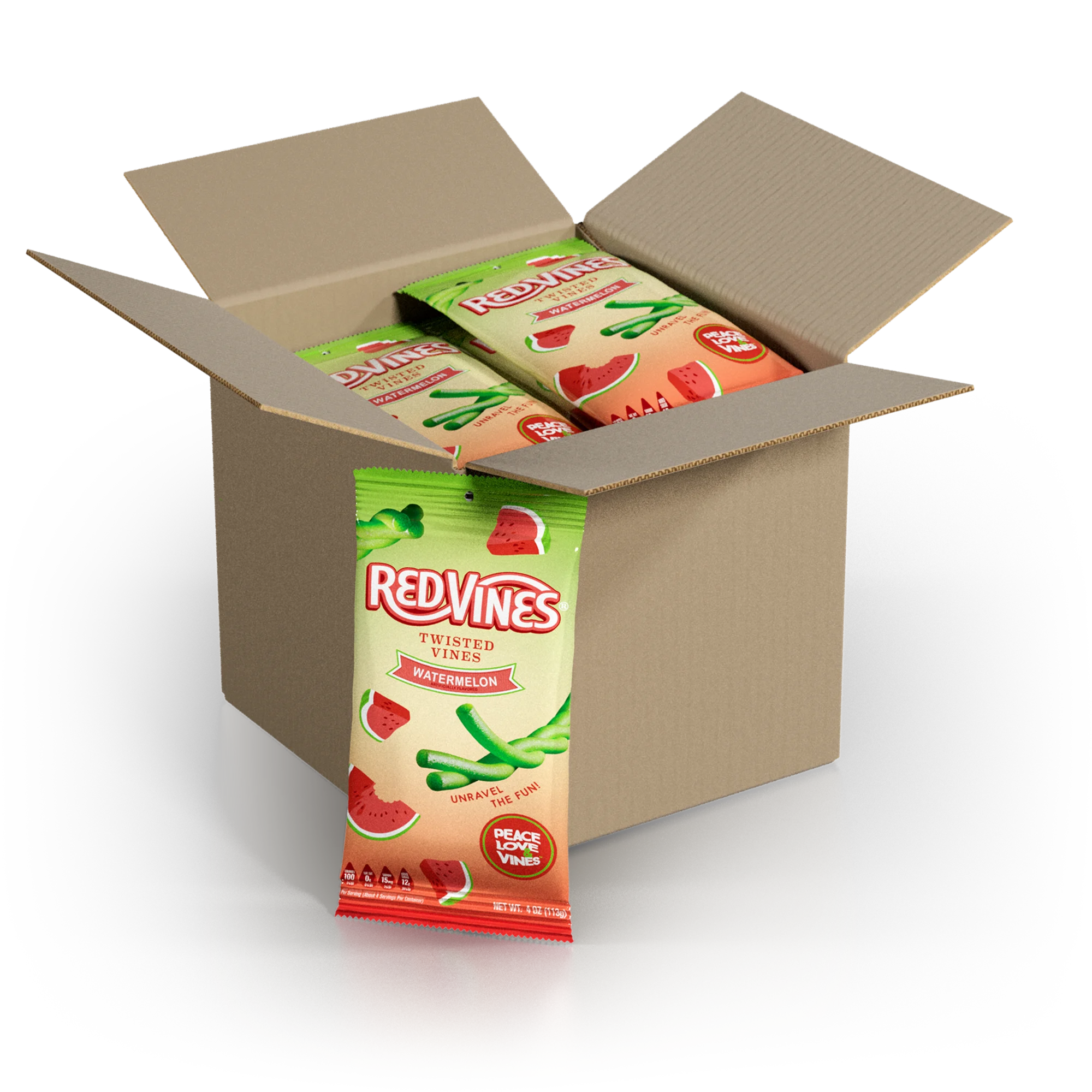Case of 12 Red Vines Watermelon Twisted Vines in 4oz Bags