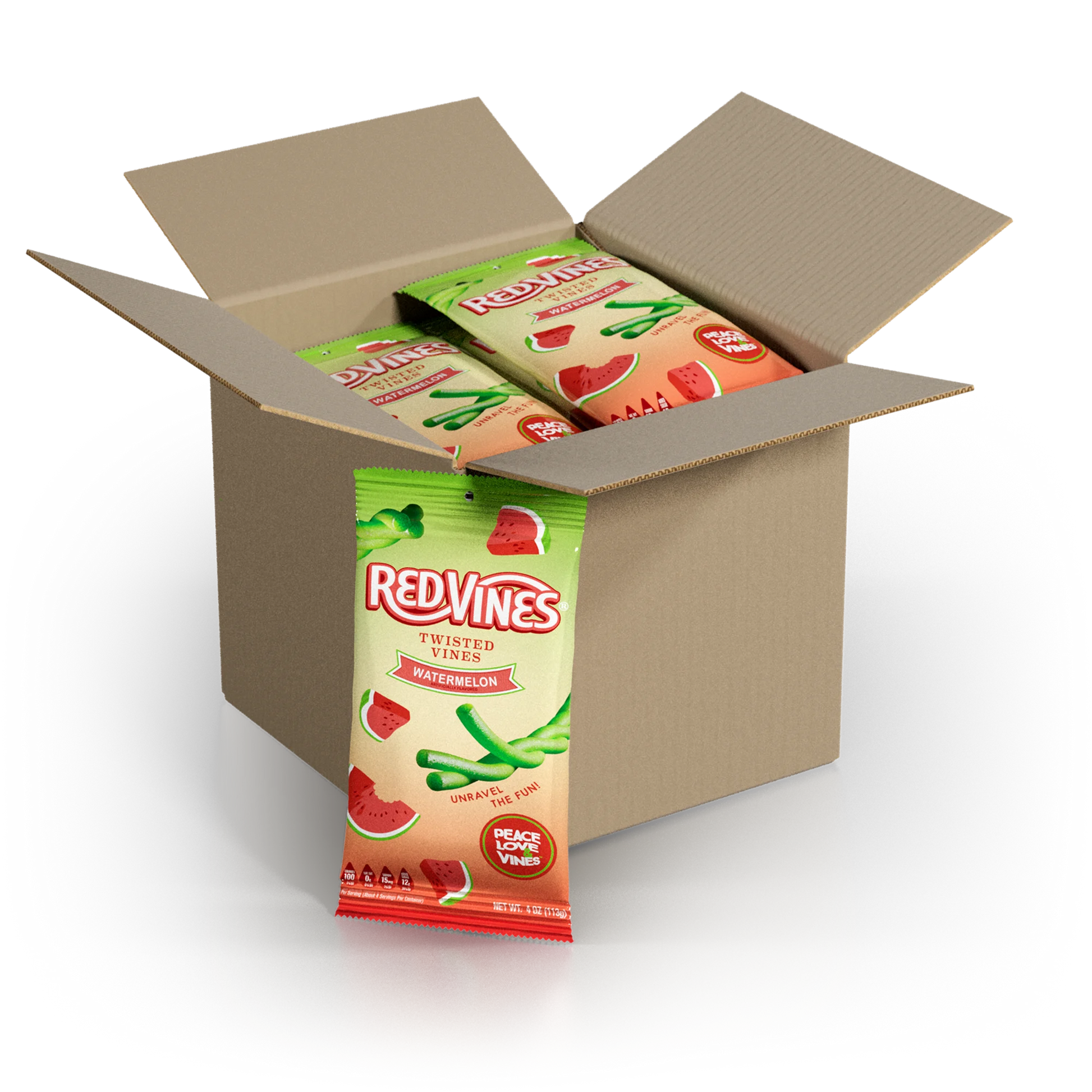 Case of 12 Red Vines Watermelon Twisted Vines in 4oz Bags