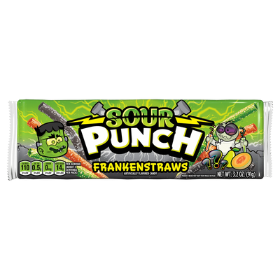 SOUR PUNCH Spooky Straws Halloween Candy - front of 3.2oz pack