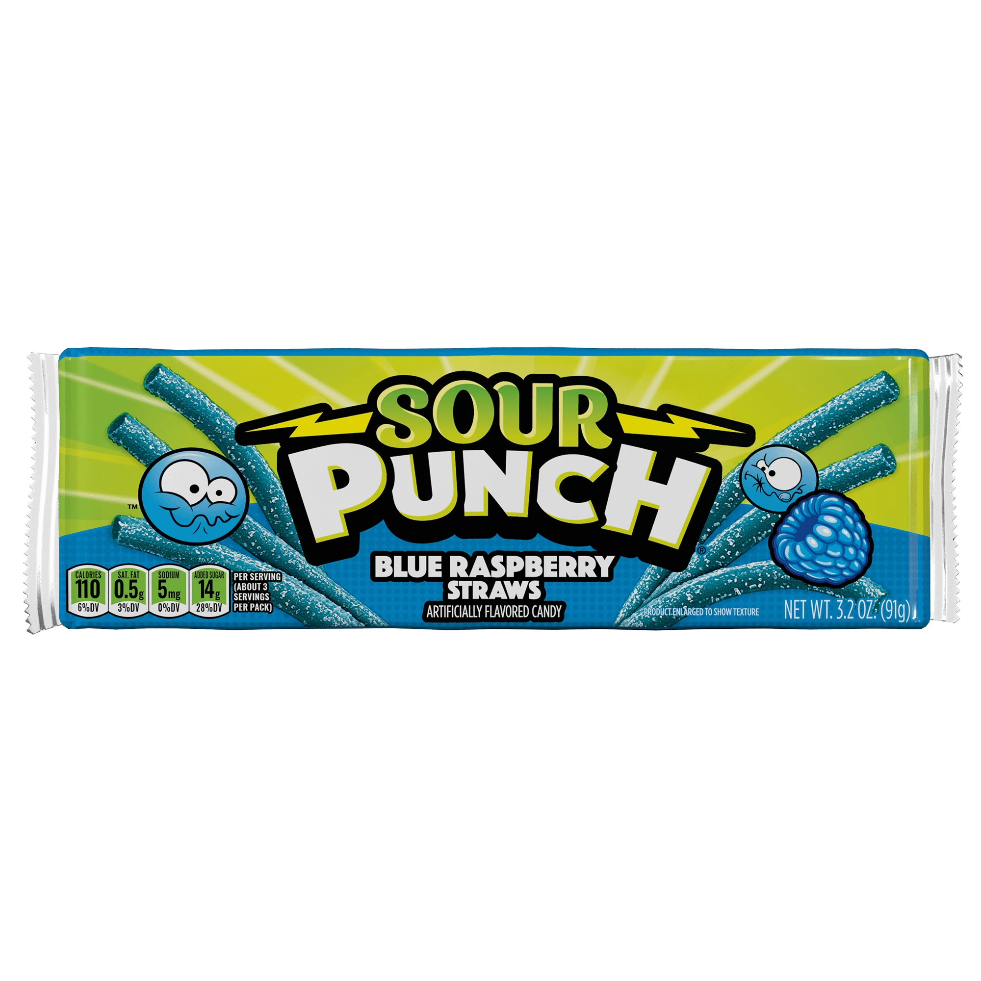 Sour Punch Blue Raspberry Straws, 3.2oz Tray