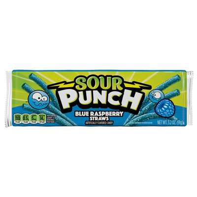 Sour Punch Blue Raspberry Straws, 3.2oz Tray