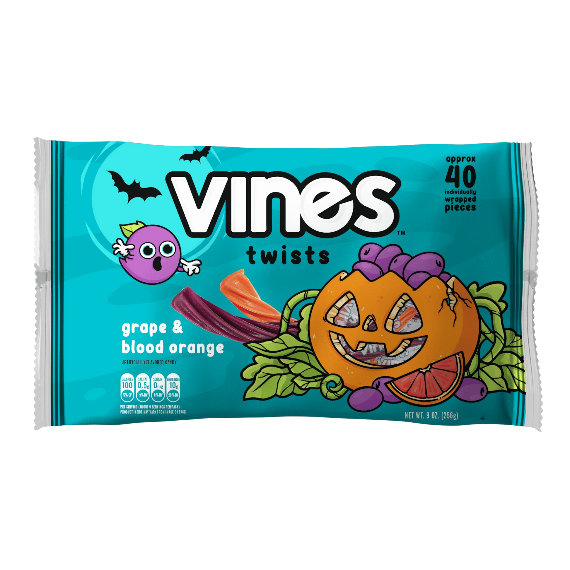 Vines Individually Wrapped Halloween Candy Twists front of 9oz bag