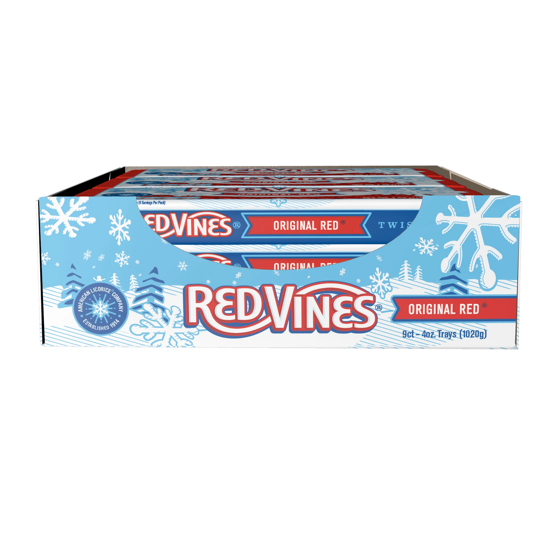 RED VINES Original Red Licorice Twists in winter seasonal tray - 9 pack