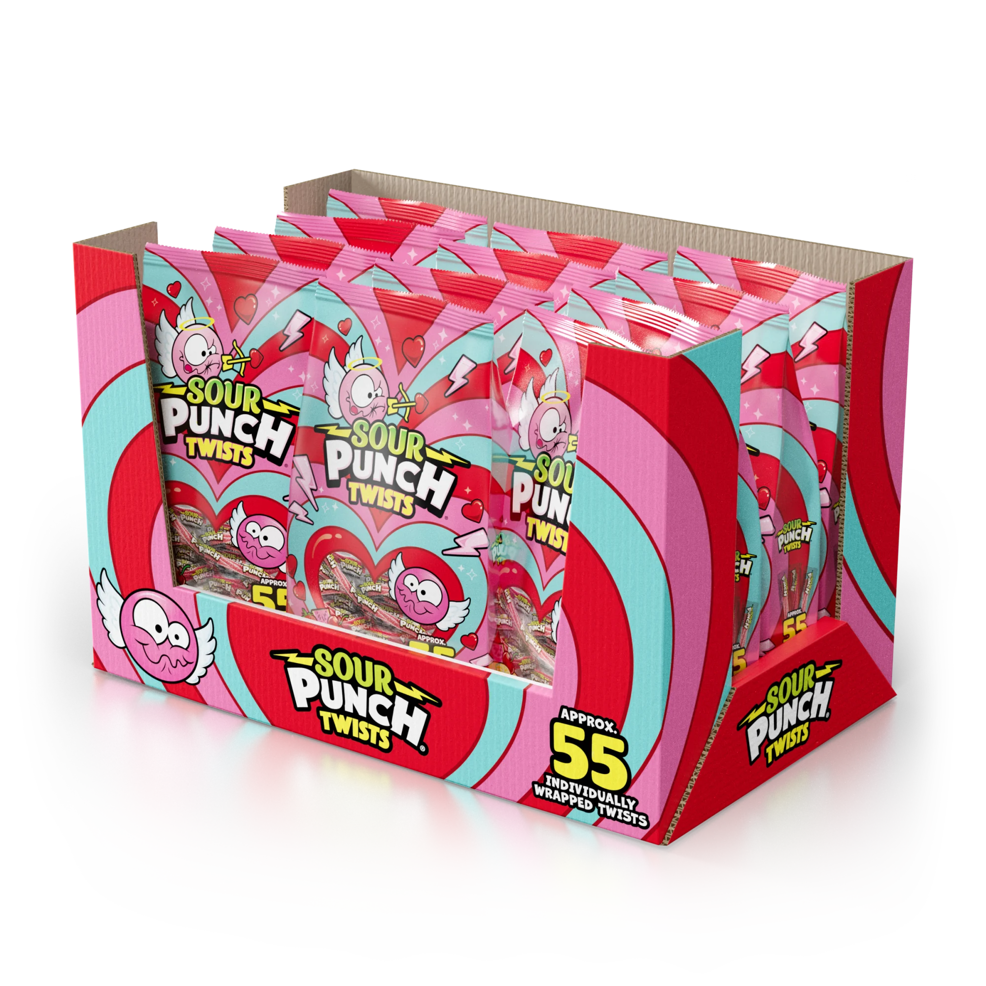 12 pack of Sour Punch Valentines Individually Wrapped Twists 13oz Bags