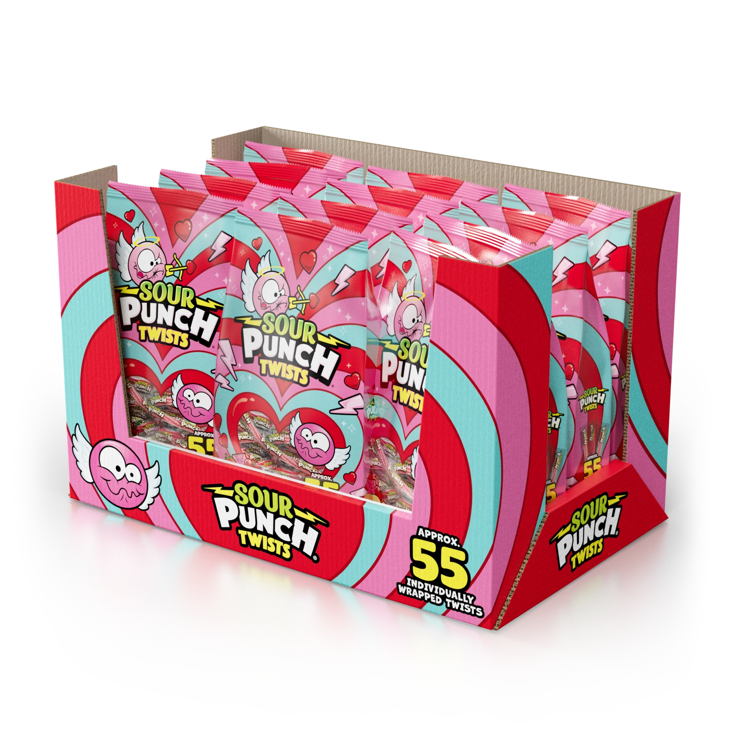 12 pack of Sour Punch Valentines Individually Wrapped Twists 13oz Bags