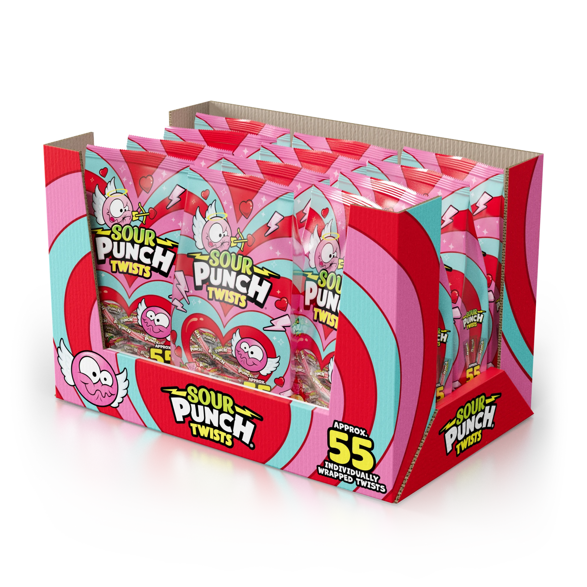 12 pack of Sour Punch Valentines Individually Wrapped Twists 13oz Bags