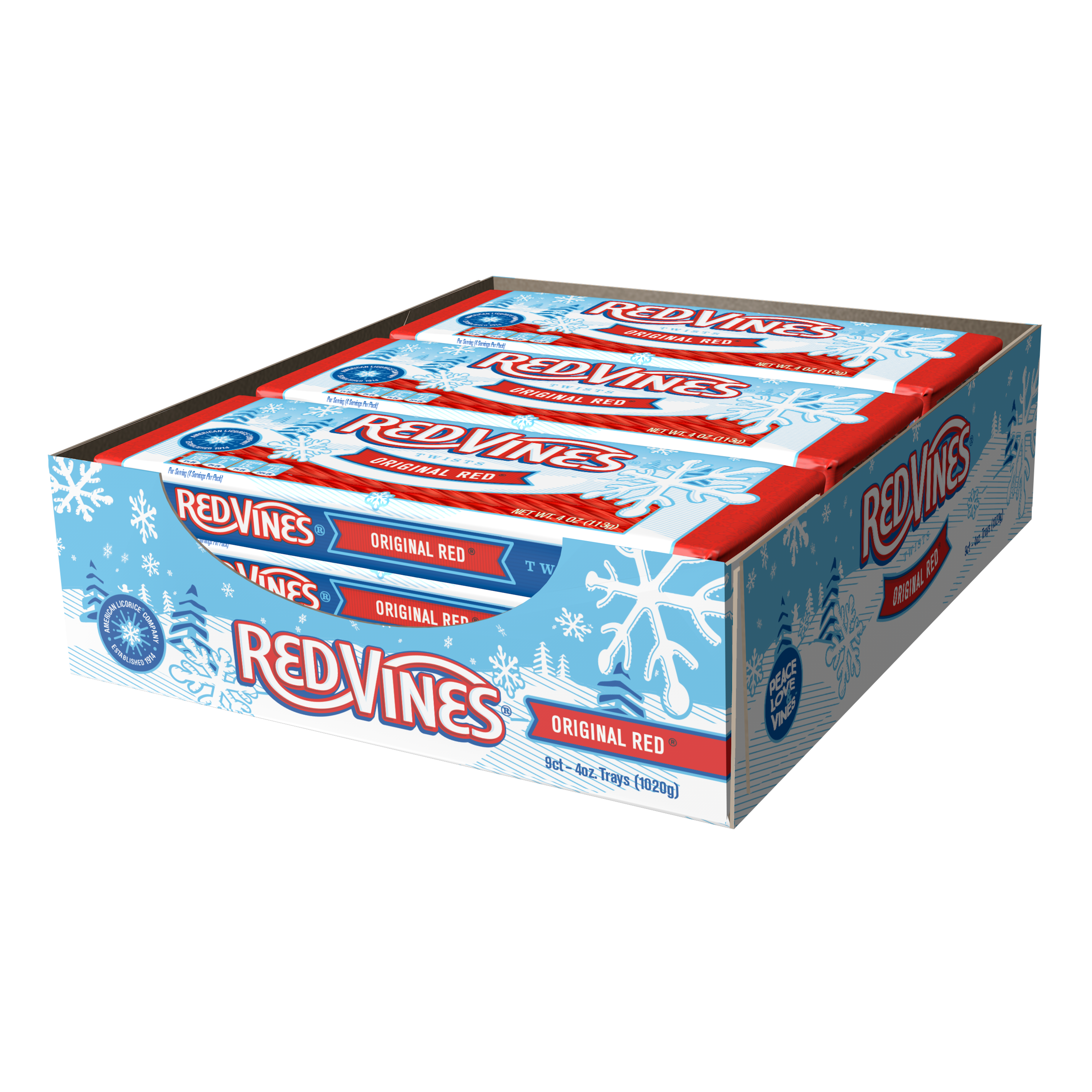 RED VINES Original Red Licorice Twists in winter seasonal tray - 36 pack