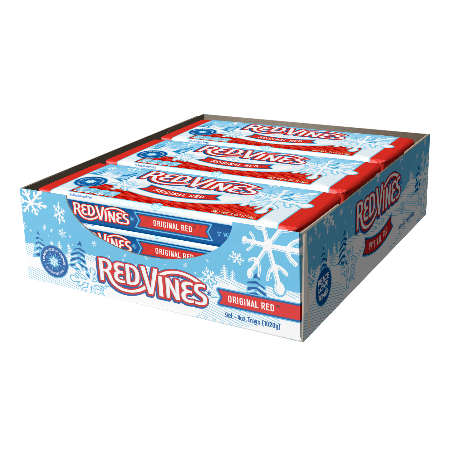 RED VINES Original Red Licorice Twists in winter seasonal tray - 36 pack