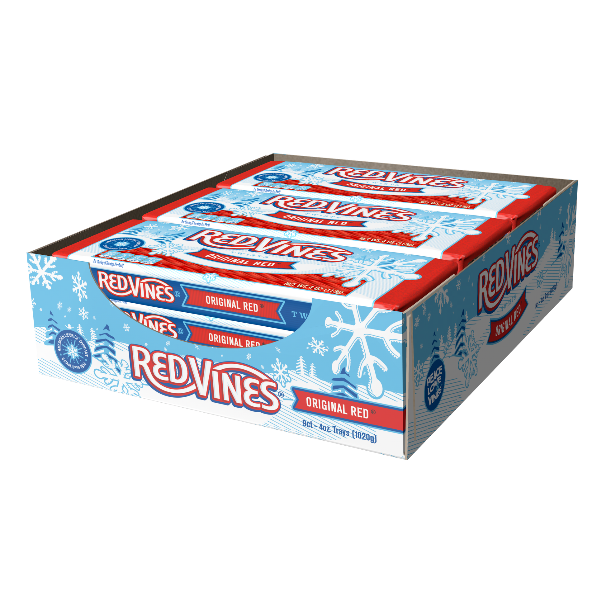 RED VINES Original Red Licorice Twists in winter seasonal tray - 36 pack