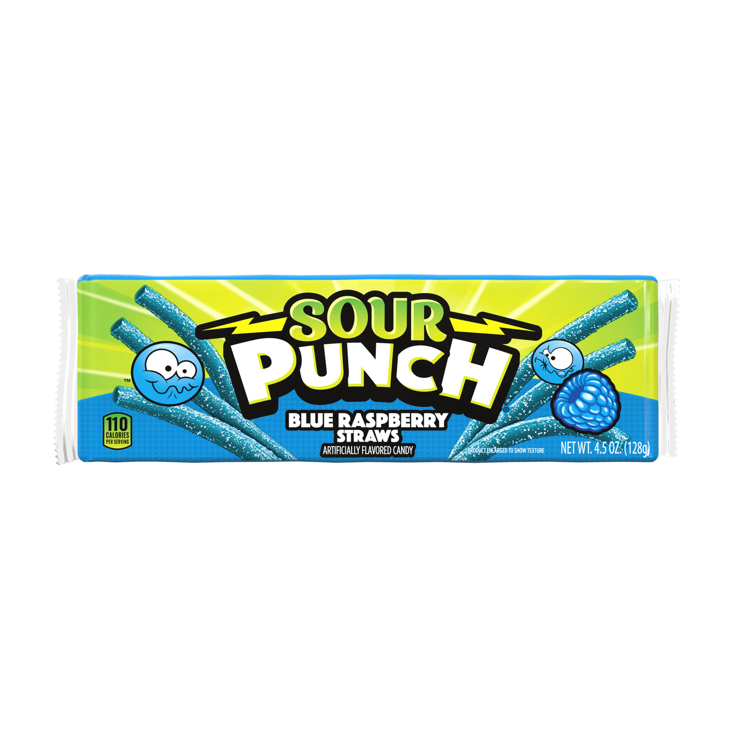 Front of Sour Punch Blue Raspberry Straws Candy