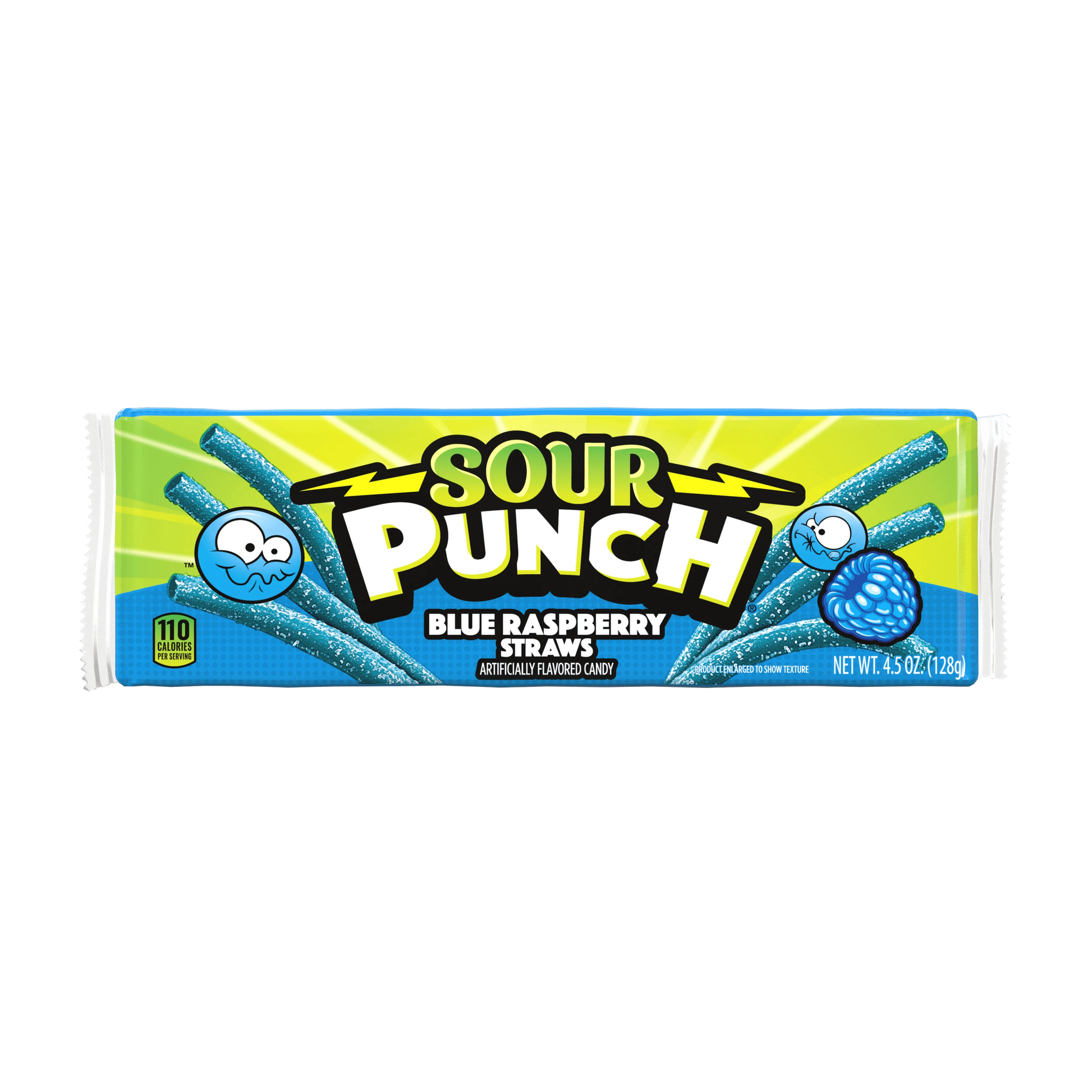 Front of Sour Punch Blue Raspberry Straws Candy