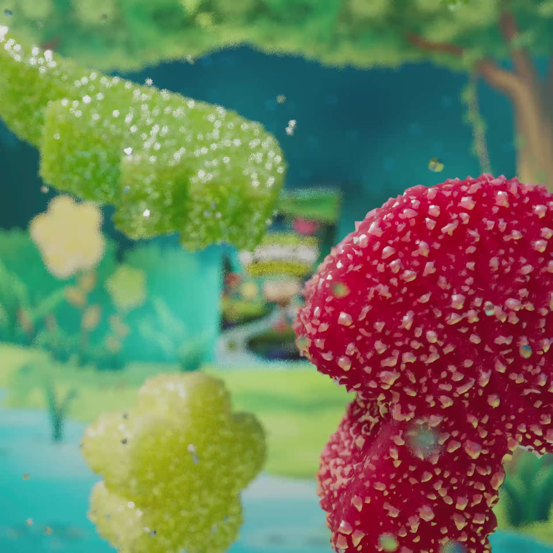 Magical enchanted forest shaped gummies animation