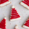 Process of making Santa Hat Blondies with Red Vines