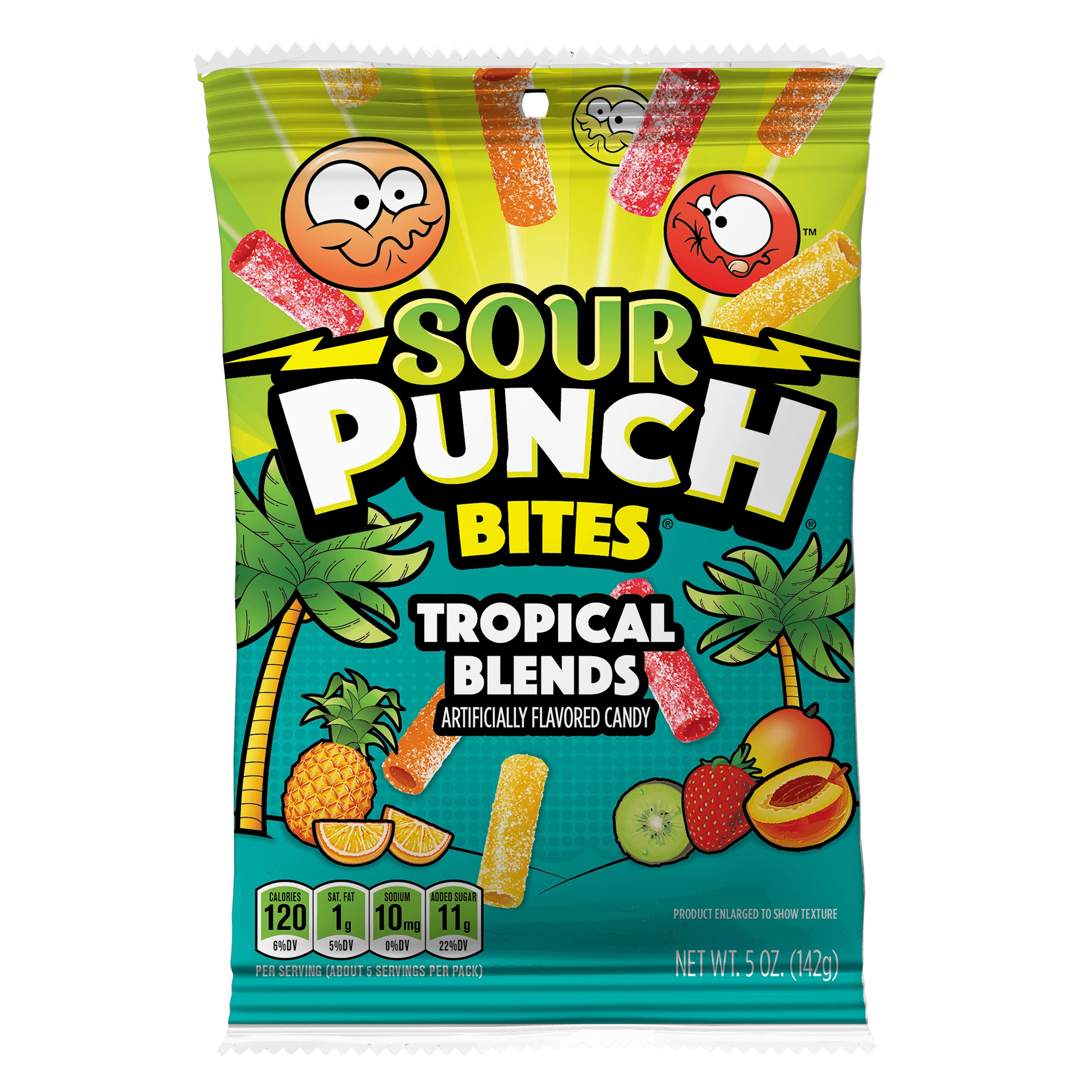 Sour Punch Tropical Flavor Bites Front of Package - Tropical Candies - Sour Punch Bites Tropical Blends