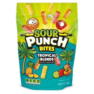 Sour Punch Bites Tropical Flavors Front of Package - Tropical Candy Bites