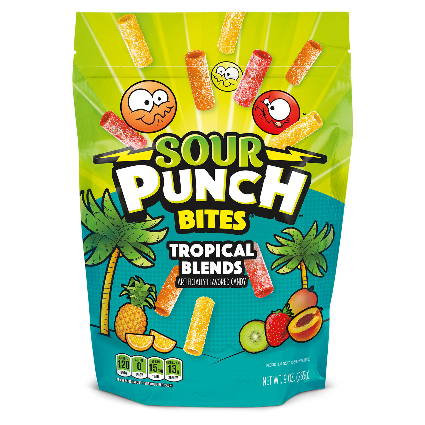 Sour Punch Bites Tropical Flavors Front of Package - Tropical Candy Bites