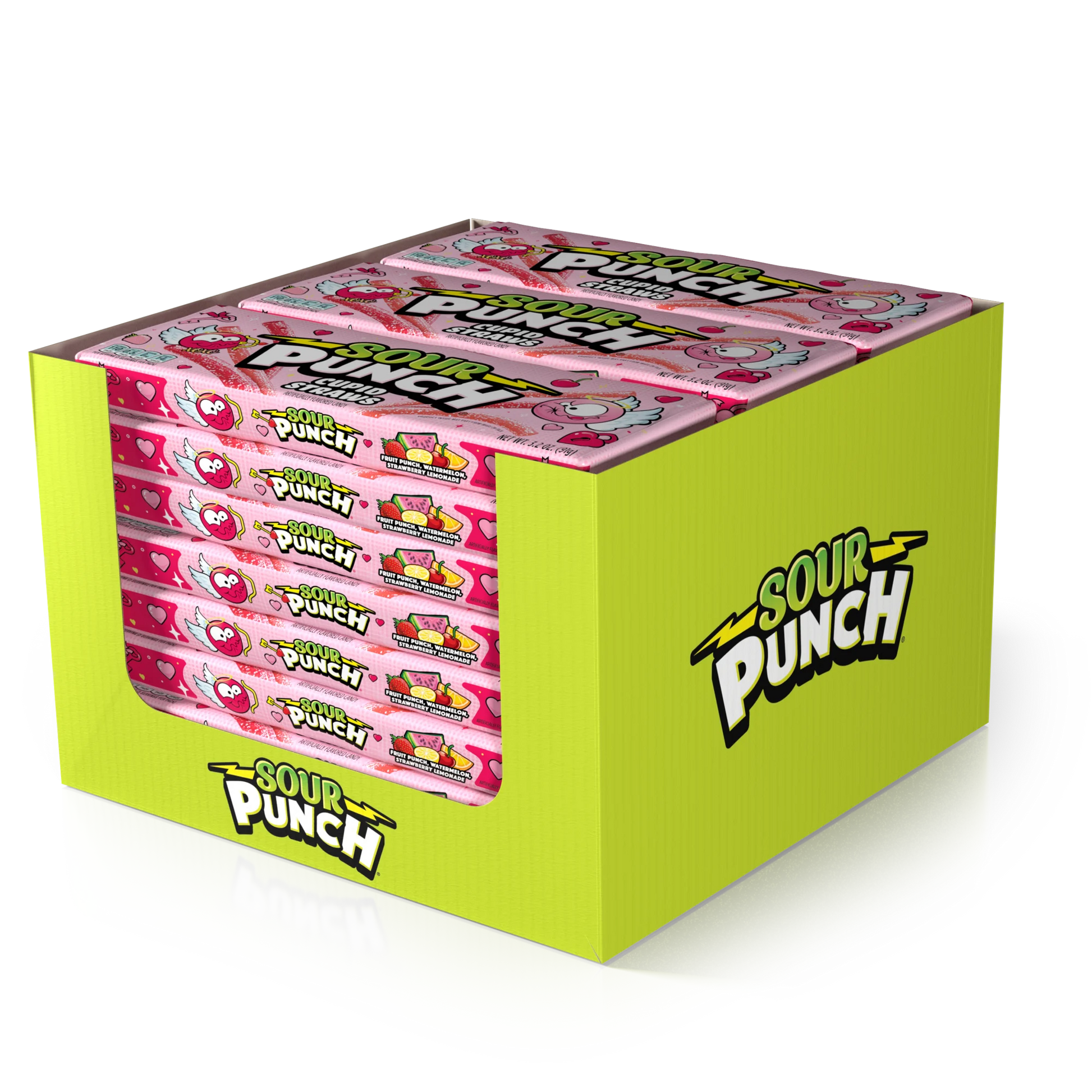24 pack of SOUR PUNCH Cupid Straws valentine candy tray