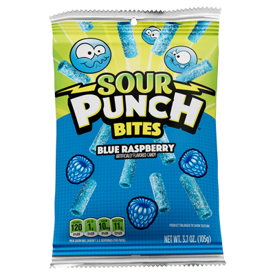 Sour Punch Blue Raspberry Bites, 3.7oz Bag