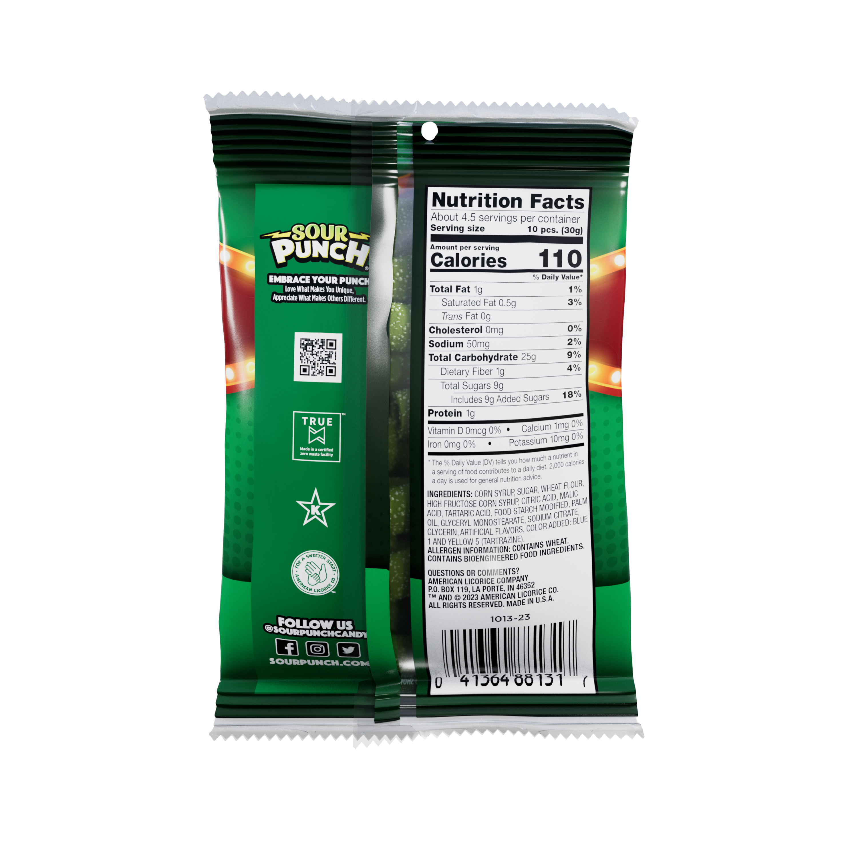SOUR PUNCH Pickle Roulette Bites - Pickle Candy Bites - Back of Pack