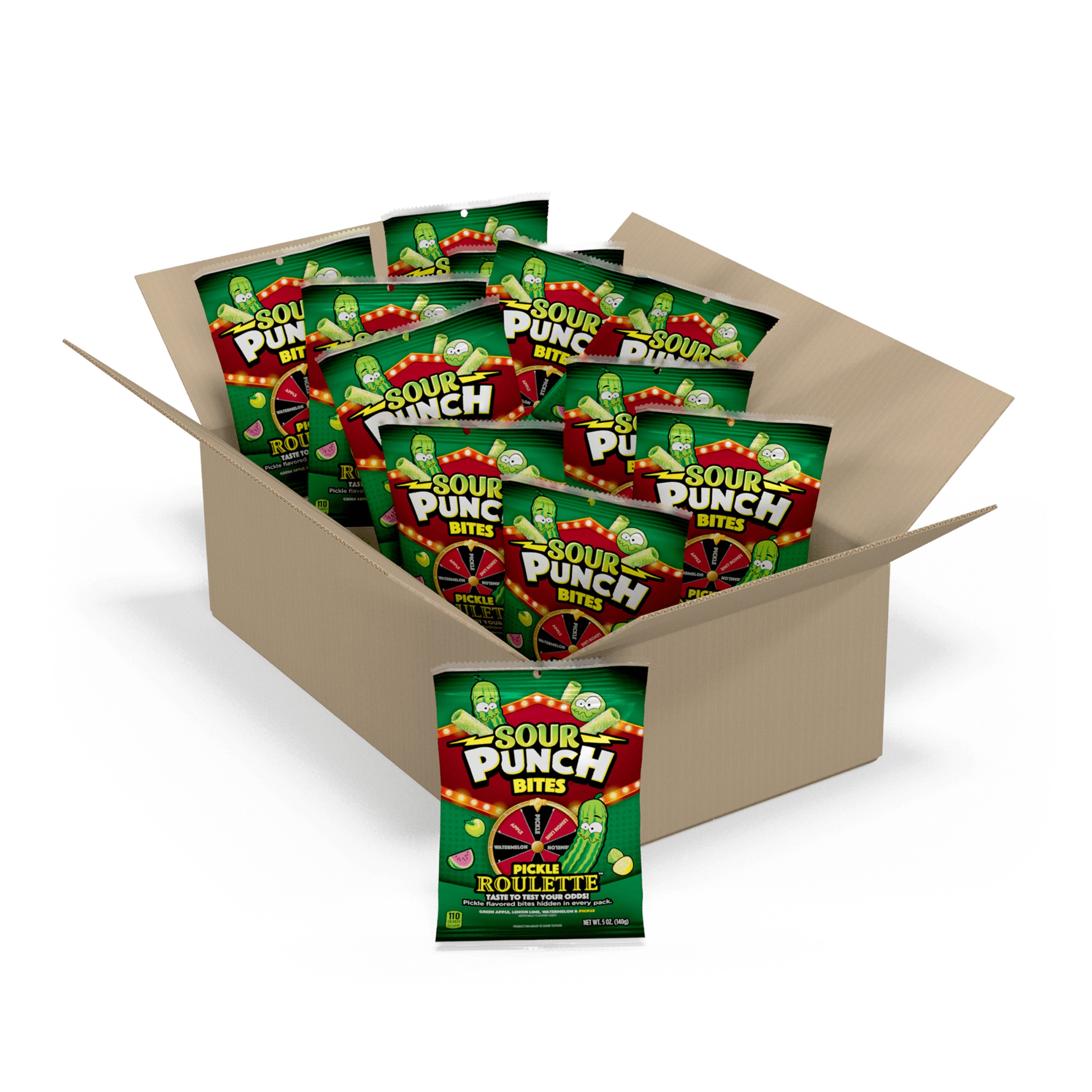 12 Pack box of SOUR PUNCH Pickle Roulette Bites