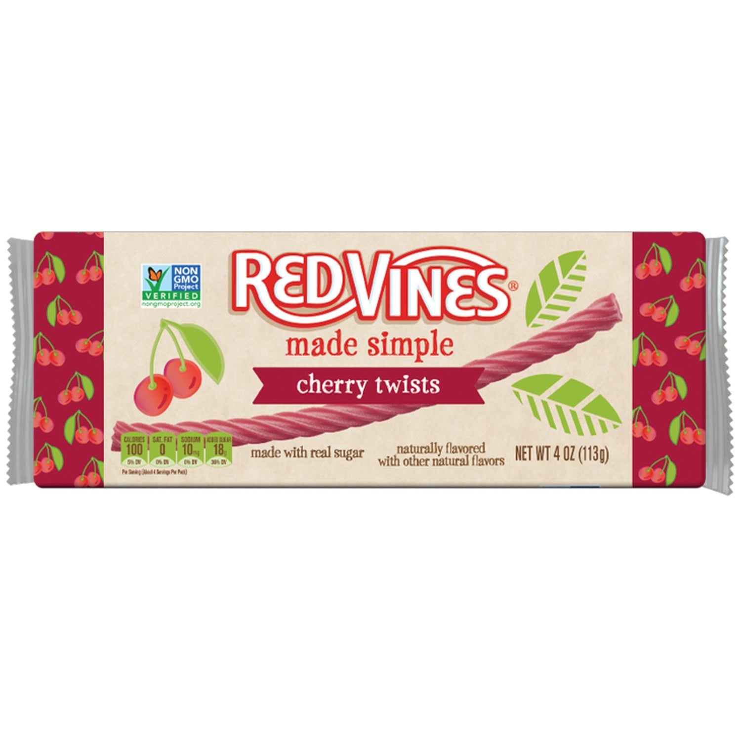 Red Vines Made Simple cherry twists candy package on a white background