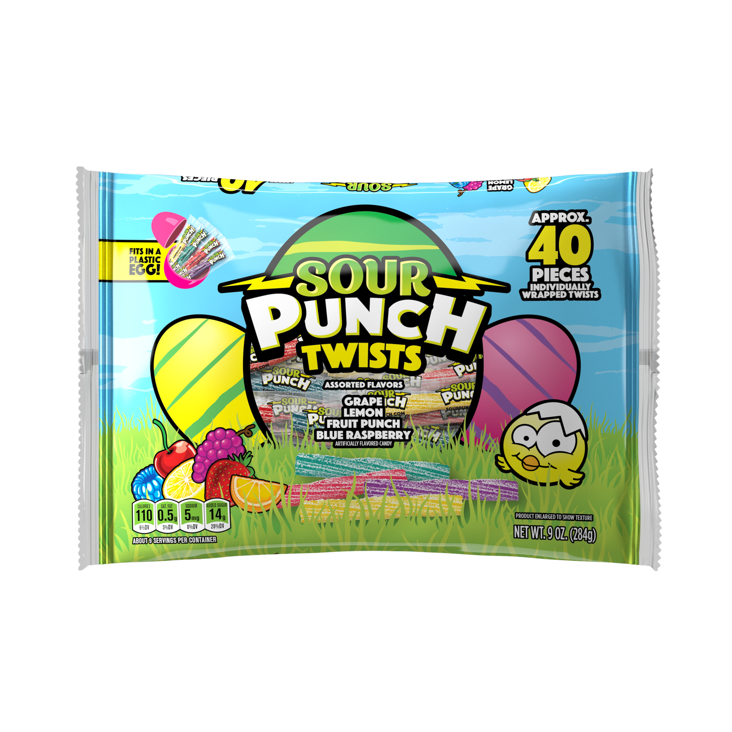 SOUR PUNCH Individually Wrapped Easter Candy Twists front of 9oz bag