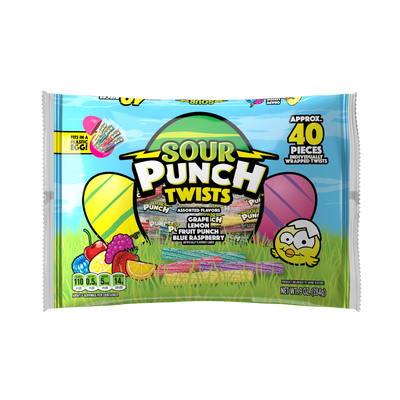 SOUR PUNCH Individually Wrapped Easter Candy Twists front of 9oz bag