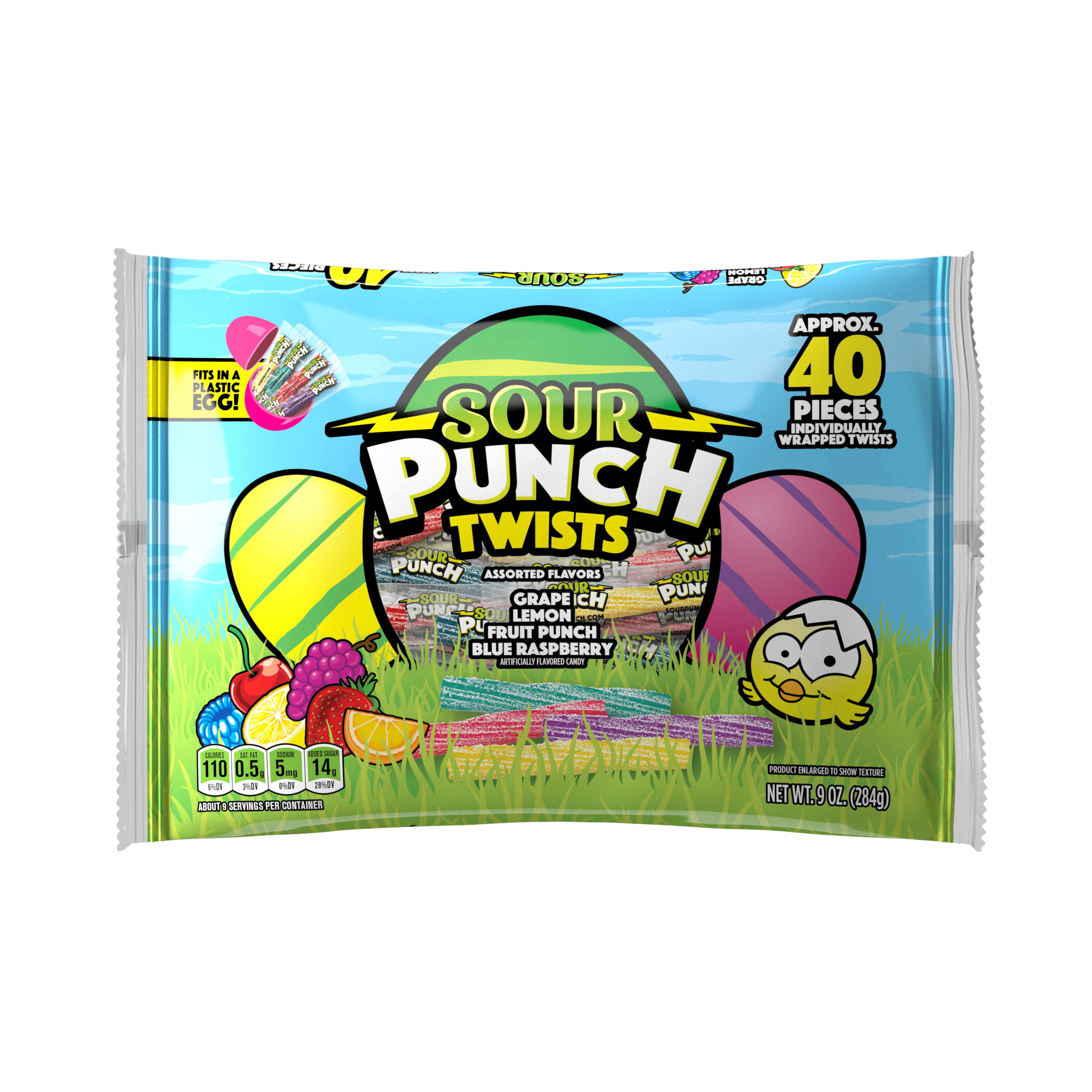 SOUR PUNCH Individually Wrapped Easter Candy Twists front of 9oz bag
