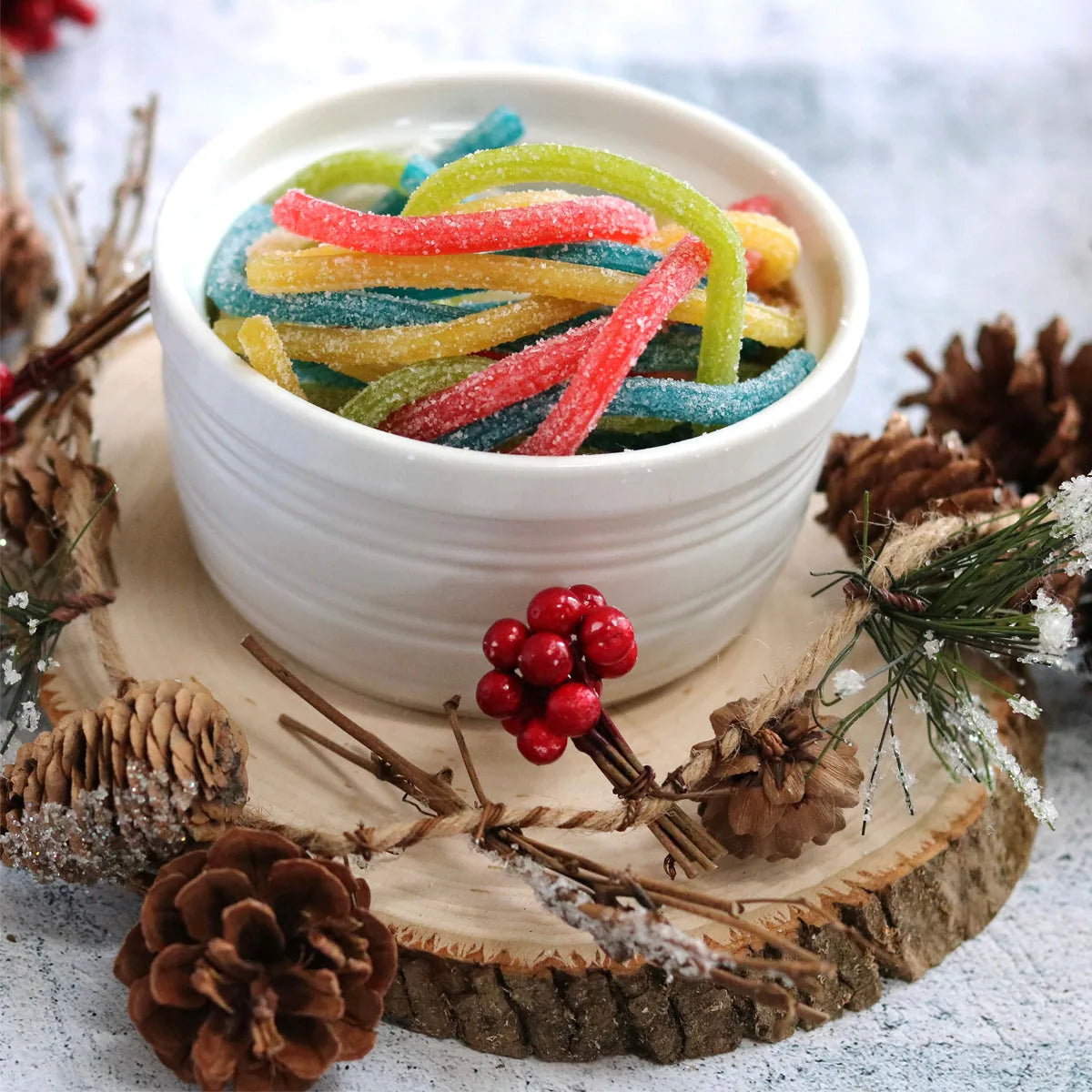 Sour Rainbow Candy in a festive dish