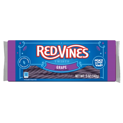 Front of RED VINES Grape Licorice Twists 5oz tray