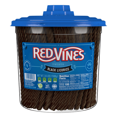 Front of RED VINES  Black Licorice 3.5 Pound Jar