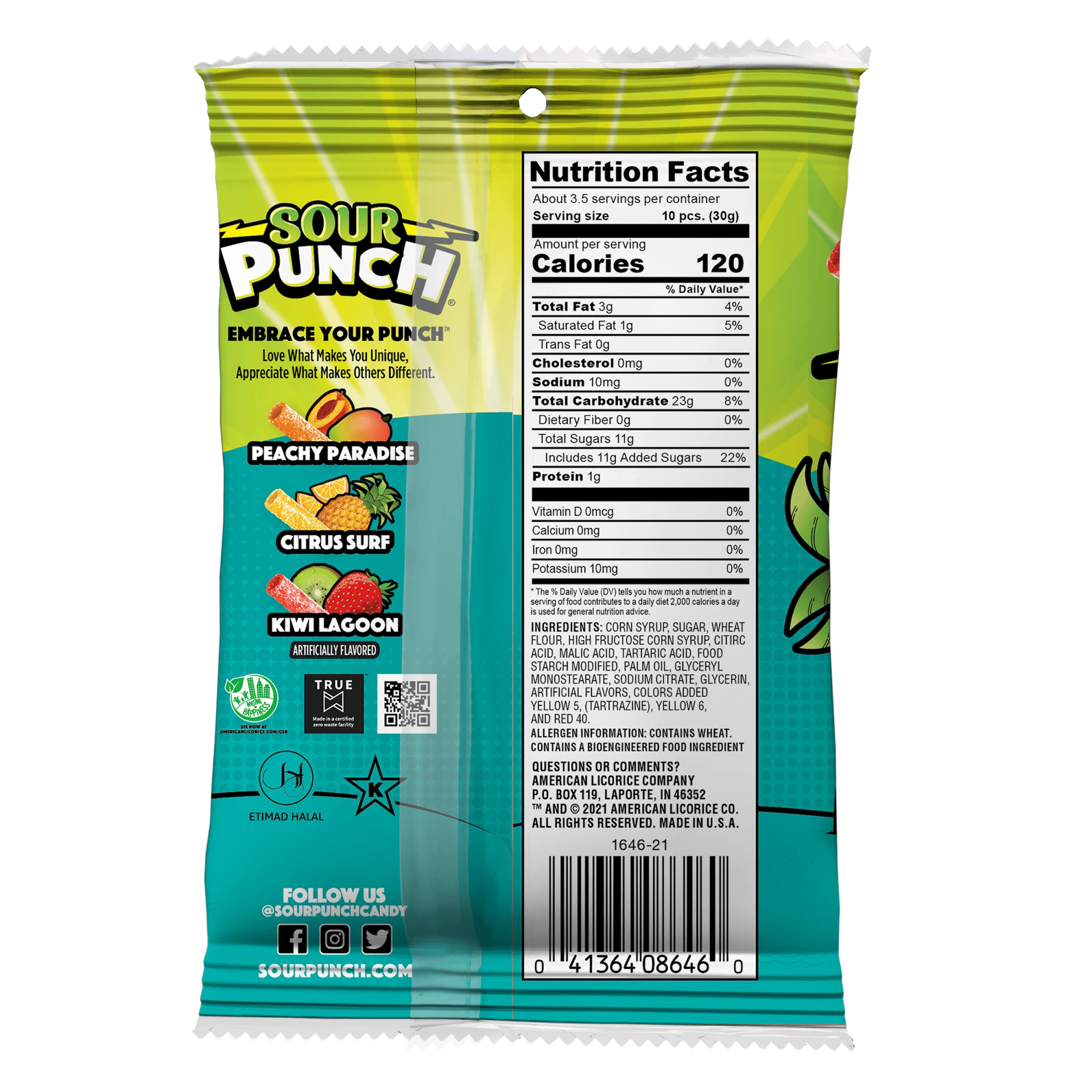 Sour Punch Bites Tropical Blends, 3.7oz Bag