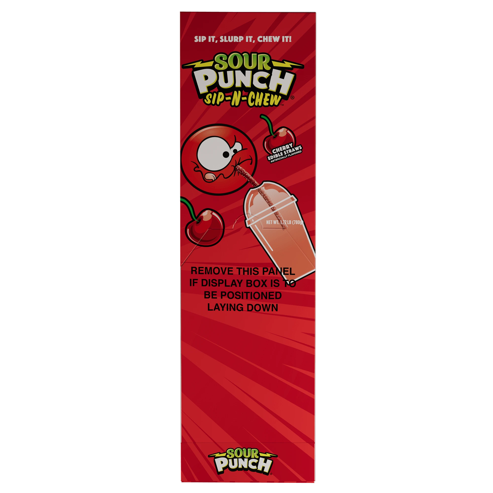 Back of Sour Punch Cherry Sip-N-Chewy Straws 30-count Caddy