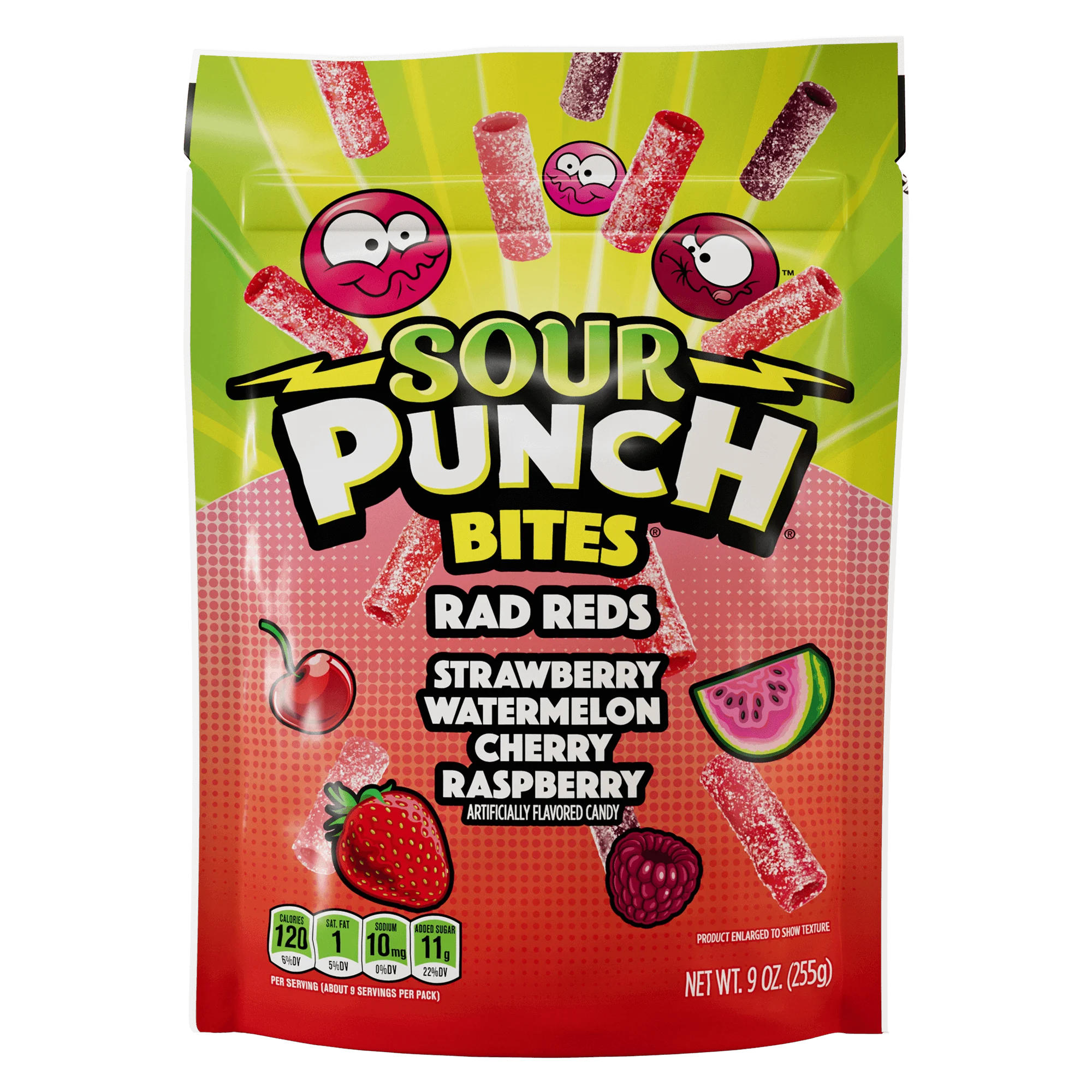 Front of Sour Punch Bites Rad Reds Front of Bag - Red Sour Candy -  Red Sour Punch