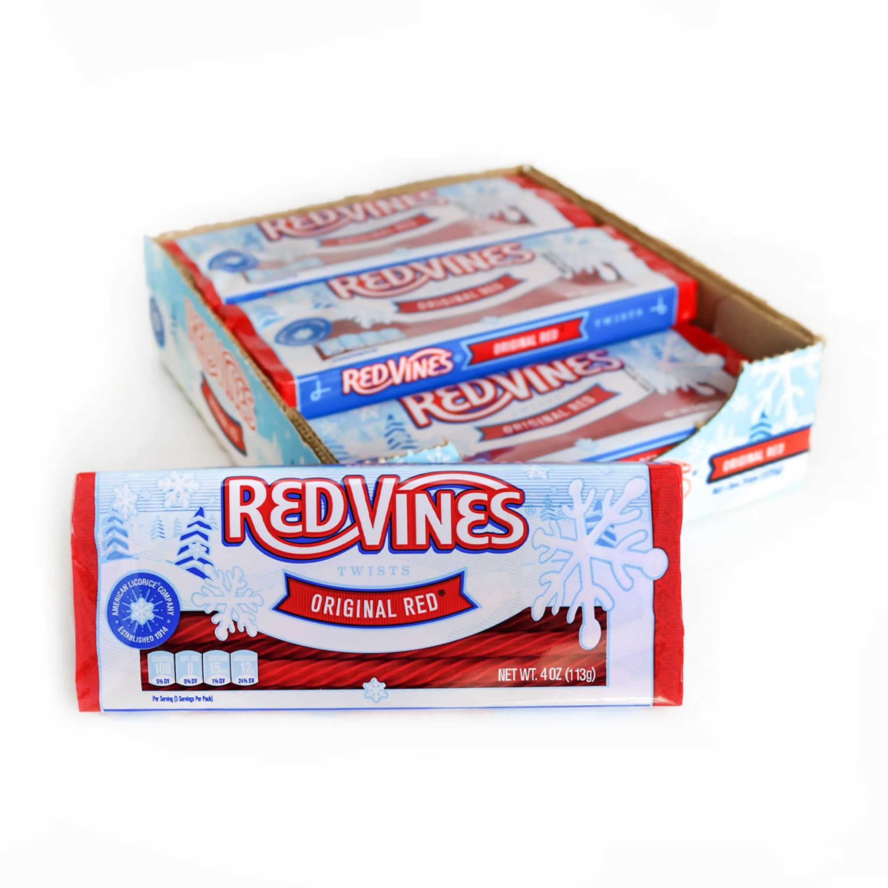 RED VINES Original Red Licorice Twists in winter seasonal tray - 9 pack