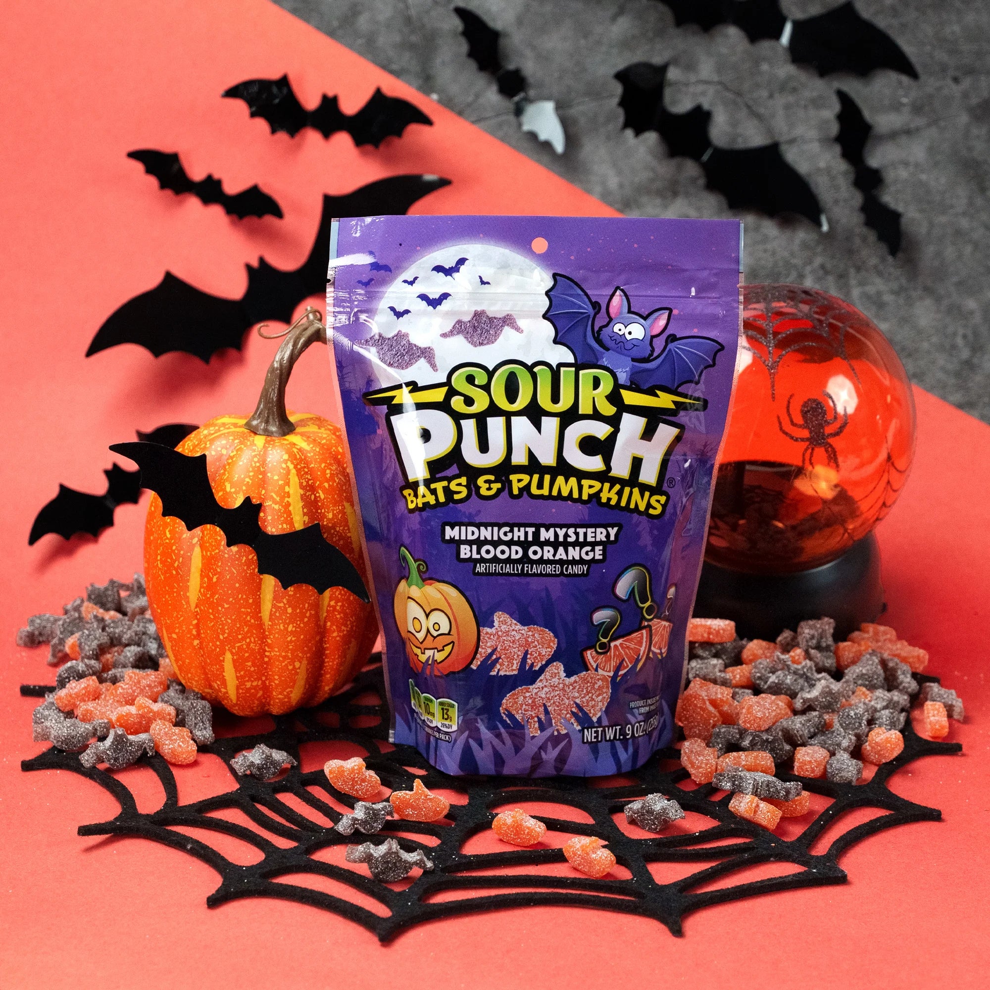 Sour Punch Bats & Pumpkins Halloween Candy, 9oz Bag
