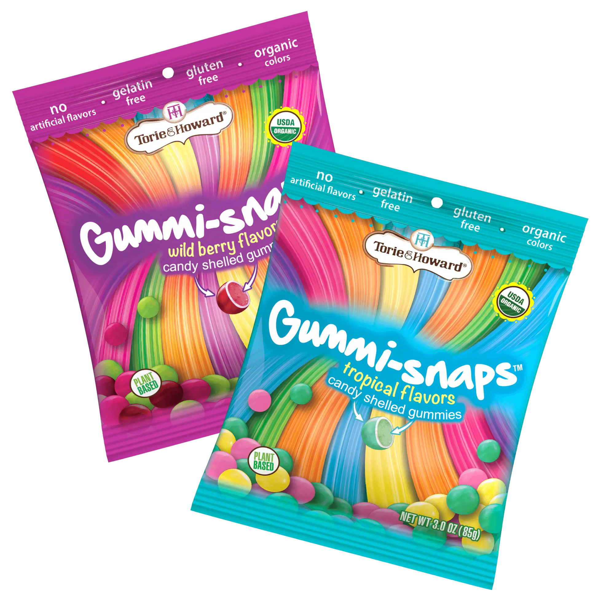 Torie & Howard® Gummi-Snaps Wild Berry and Tropical Flavored candy bags