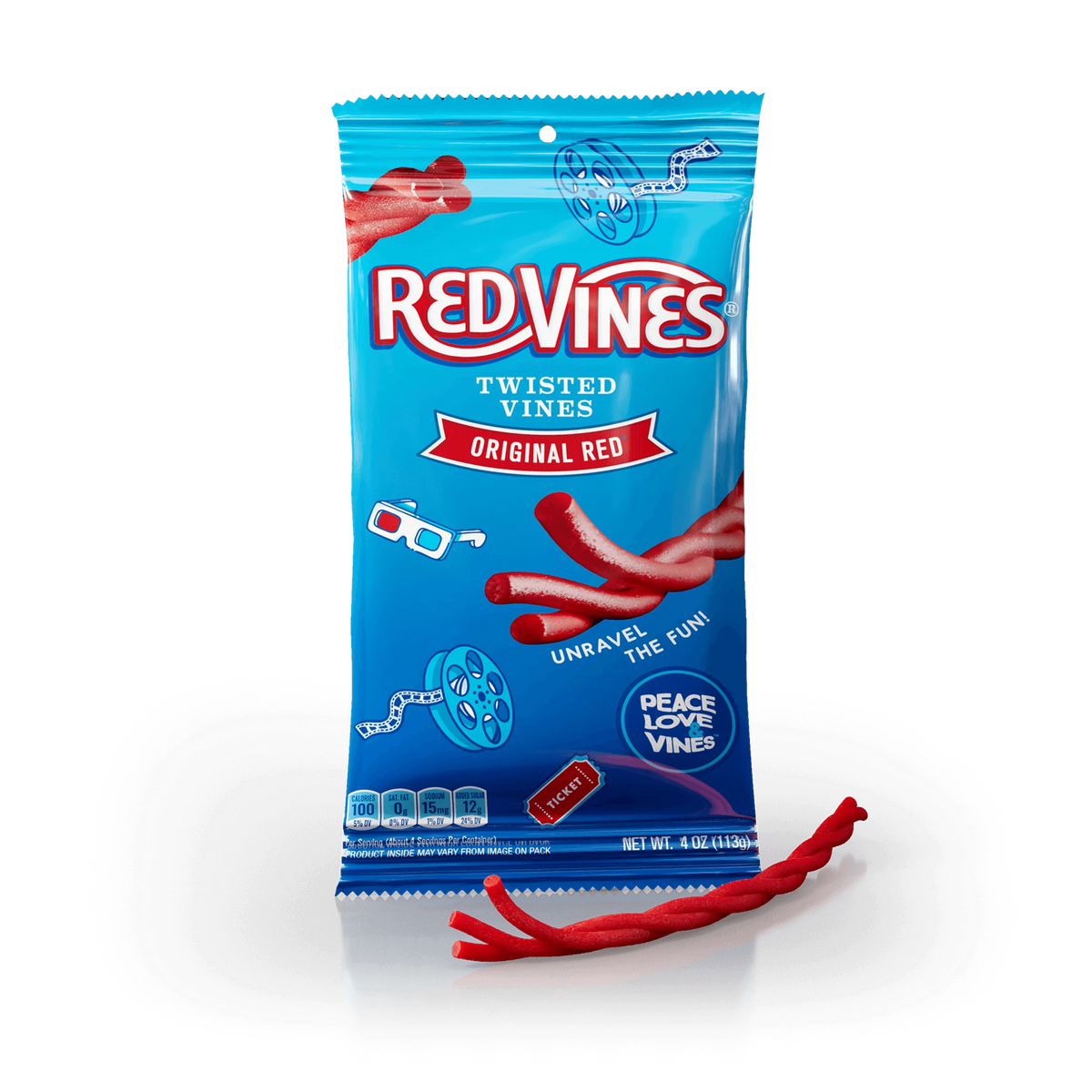 Red Vines Blue Raspberry Red Vines Original Red Twisted Vines, 4oz Bag – American Licorice Company