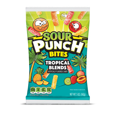 Sour Punch Tropical Flavor Bites Front of Package - Tropical Candies - Sour Punch Bites Tropical Blends