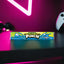 Sour Punch Blue Raspberry Candy Straws on a black and neon pink gamer background