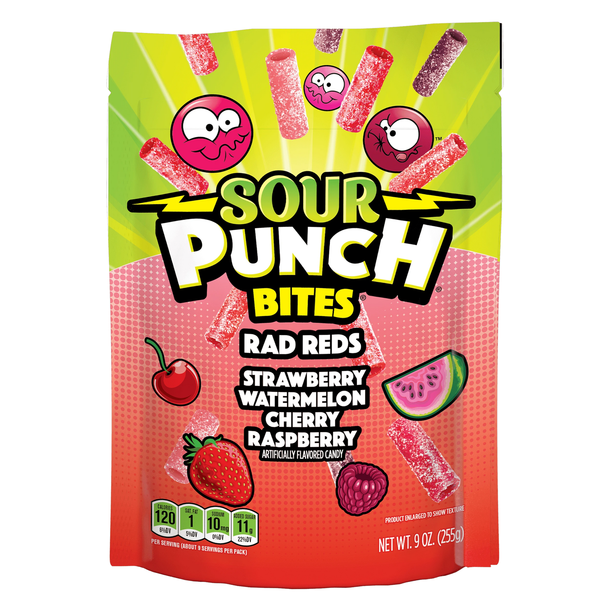 Sour Punch Bites Rad Reds Front of Package - Red Sour Candy -  Red Sour Punch