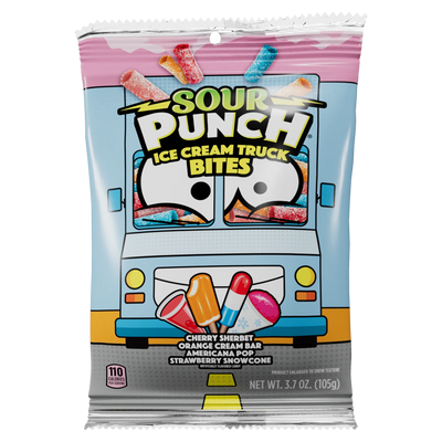 Front of Sour Punch Bites Ice Cream Truck flavored candy in a 3.7oz bag