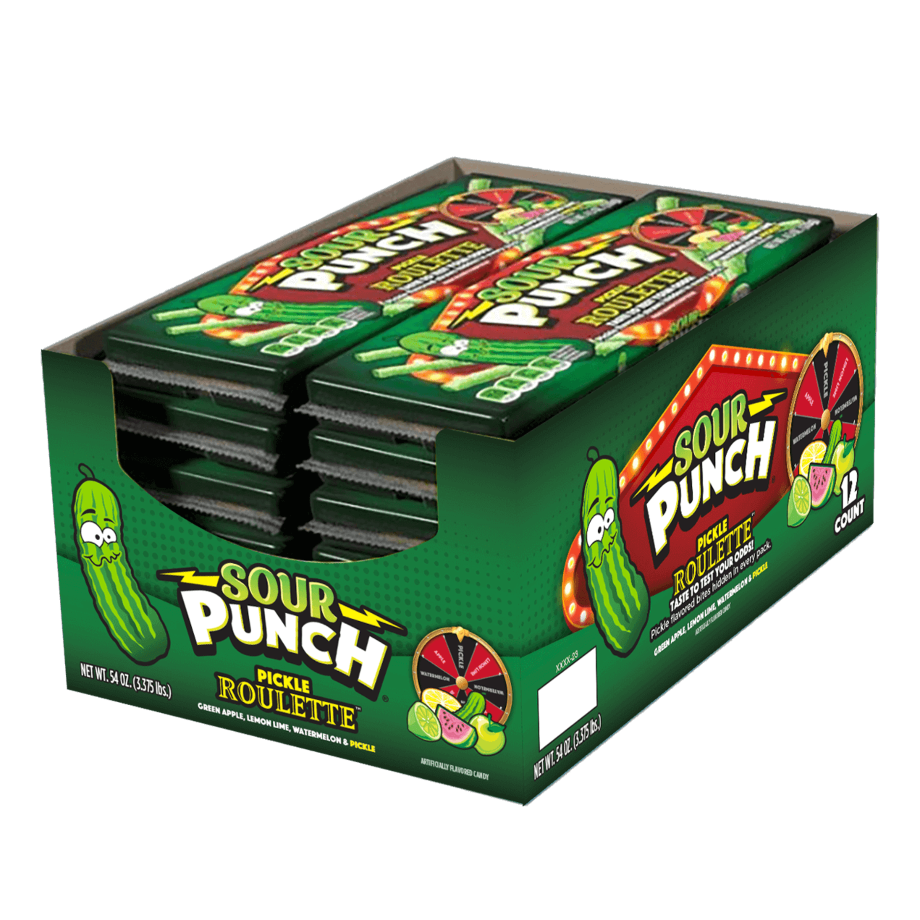 Sour Punch Pickle Roulette Straws, 4.5oz Tray